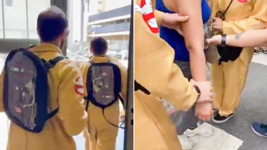 VIDEOS: POLICÍAS DISFRAZADOS DE CAZAFANTASMAS Y ALIENS ATRAPAN A LADRONES EN CARNAVAL